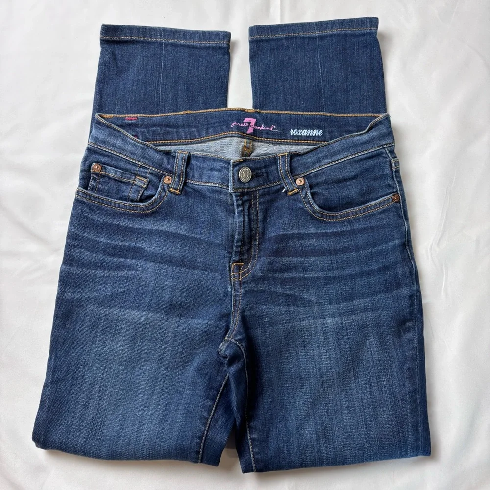 7 For All Mankind Roxanne Women’s Jeans Size 12 Blue Mid Rise Slim Bootcut